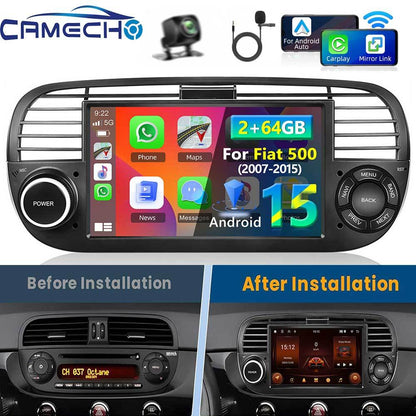 Android 15 Autoradio – 2 DIN Multimedia Systeem – Touchscreen Radio – CarPlay Systeem – GPS Navigatie – 7 Inch HD Scherm – Wireless CarPlay & Android Auto – AHD Achteruitrijcamera en Microfoon – Wit