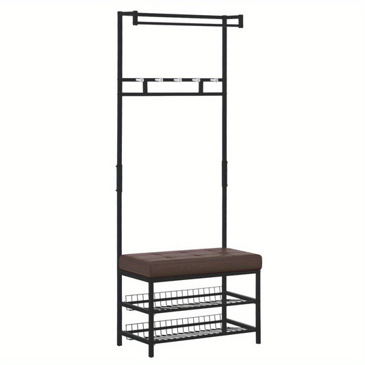 Schoenenrek – Schoenenkast – Schoenenbank – Halmeubel – Opbergrek – Metalen Frame – 2 Lagen – Zitbank – Ruimtebesparend – 72,5x35x180 cm