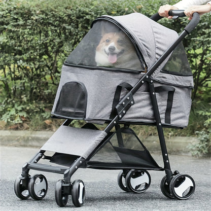 Huisdierr buggy – Dierenwagen – Hondenwagen – Kattenbuggy – Wandelwagen – Extra Groot 124x63x40 cm – Stevig Legeringsstaal, Opvouwbaar Met Regenhoes