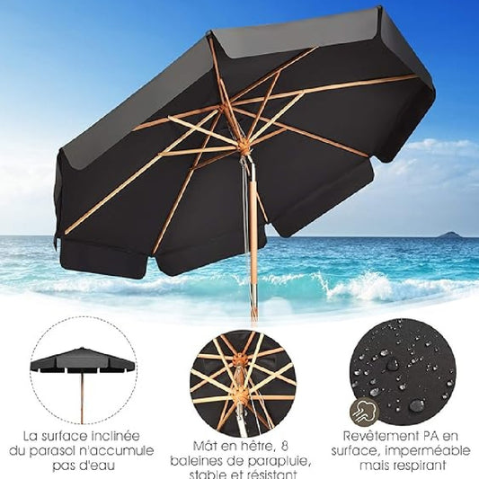 Terrasparasol – Parasol – Prieelparasol – Zonnescherm – Buitenshade – 300 cm Groot – Verstelbare Hoogte en Kanteling