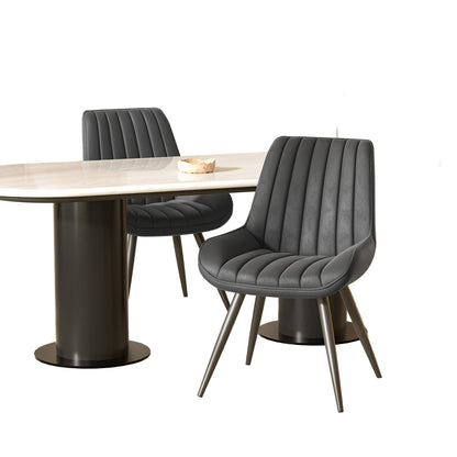 Eetkamerstoel – Stoel – Zitstoel – Keukenstoel – Designstoel – Donkergrijs – Comfortabele Dikke Kussens – Stevig Metalen Frame
