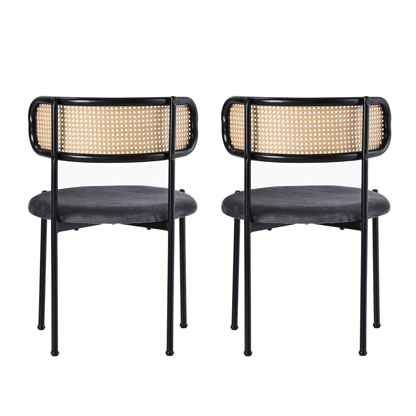 Eetkamerstoel – Stoel – Kuipstoel – Keukenstoel – Meubel – Set van 2 – Bamboe Frame – Zacht Gewatteerd – Grijs – Stevig Vierpootsdesign – Makkelijk Schoon te Maken