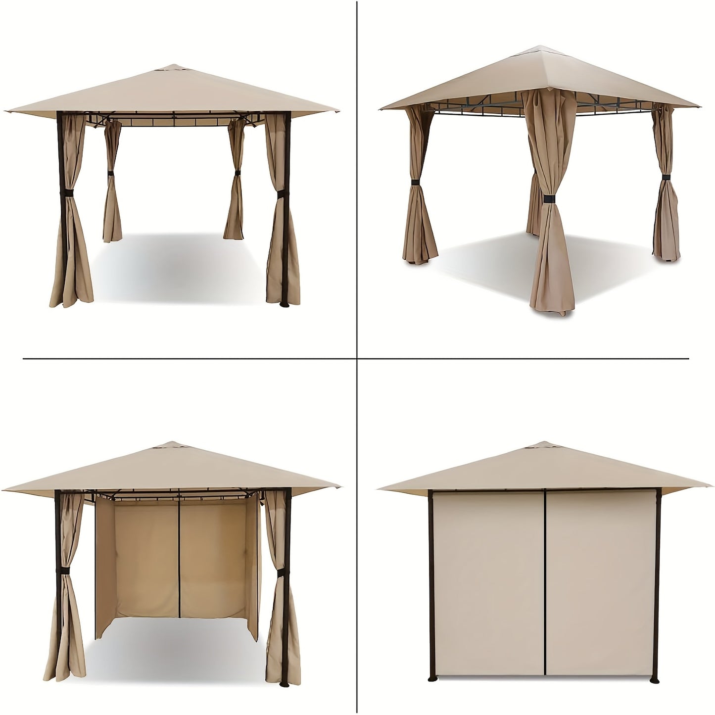 Partytent – Tuinpaviljoen – Tuinfeest Tent – Feesttent – Vouwtent – 3x3 m – Waterafstotend Polyester – Afritsbare Zijpanelen met Rits