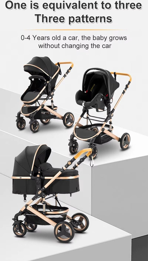 Luxe Kinderwagen - Luxe Kinderkoets - Luxe Babywagen - Luxe Baby Koets - Baby Koets - Kinderwagen - Babywagen - Kinderkoets - Inklapbaar - 3 In 1 - 9KG - Roze