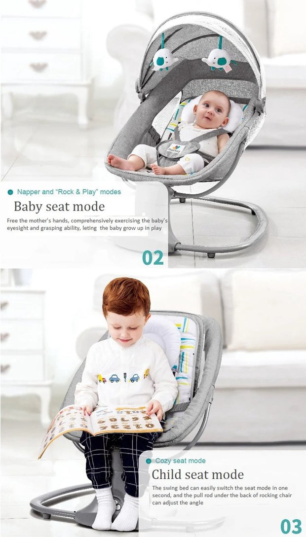 Automatische Wieg - Elektrische Wieg - Zelf bewegende Wieg - Elektrische ledikant - Babybedje - Schommelwieg - Smartwieg - Baby Zitje - Verstelbaar - Timer - Veiligheidsriem - Klamboe - Hemeltje - Hoofdkussen - Afstandsbediening - Audiosysteem
