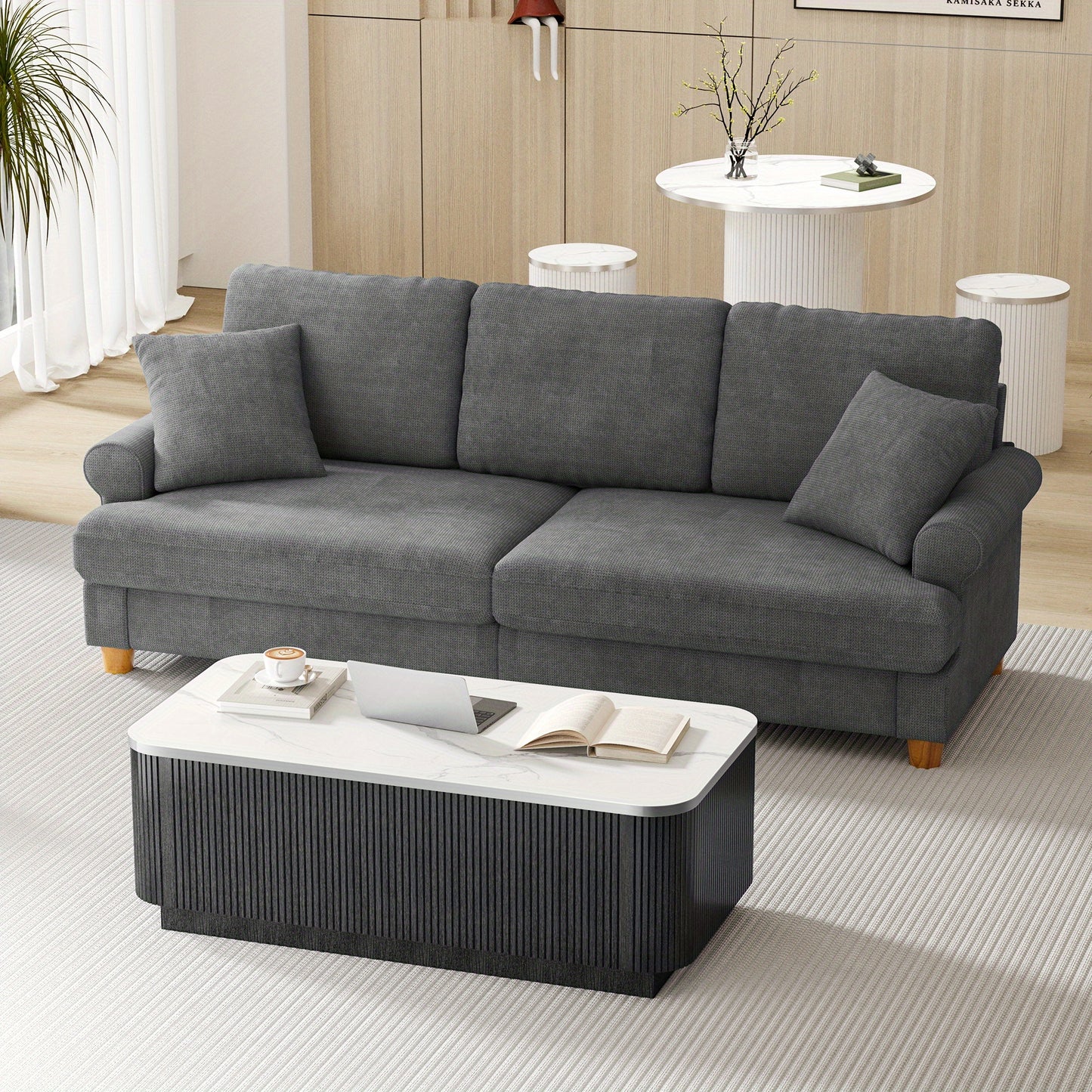 Salontafel – Woonkamertafel – Bijzettafel – Koffietafel – Tafel – Modern Design – Groot Formaat – Marmerlook – MDF Houtstructuur – Met Opbergruimte – Direct Gebruiksklaar