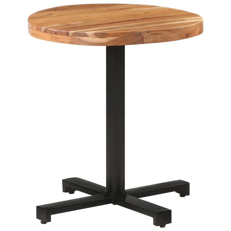 Solid Acacia Wood Modern Round Dining Table - Extra Large 70x75cm (27.5"x29.5") Indoor/Outdoor Bistro-Style Table with Sturdy Legs, Durable & Easy-Clean Surface, Natural Wood Grain for Kitchen, Cafe, Restaurant, Home - Versat