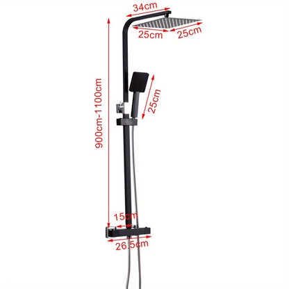 25CM Constant-Temperature Black Shower Set