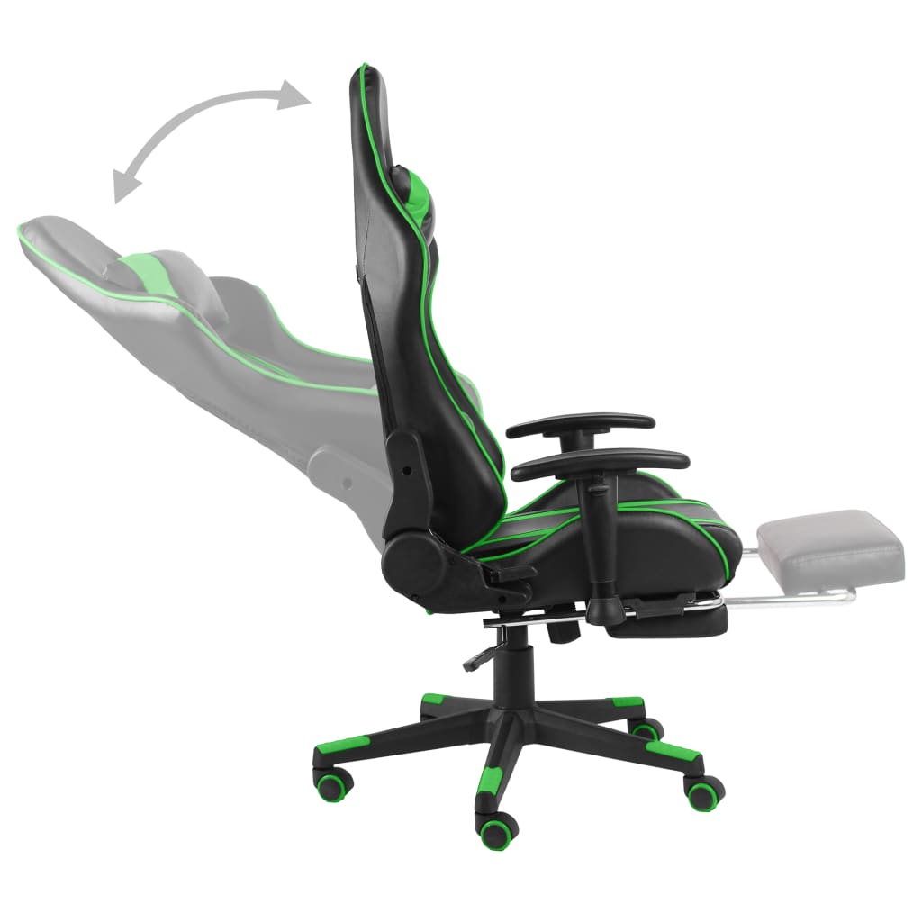 Gamingstoel – Gamestoel – Gaming Chair – Game Stoel – Bureaustoel – Groen – Inklapbare Voetensteun – Ergonomische Hoge Rugleuning
