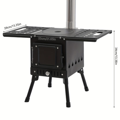 Draagbare Houtkachel – Outdoor Kachel – Campingkachel – Vuurtoren – Rookvrije Schoorsteen – Variabele Hoogte – Carbon En Roestvrij Staal