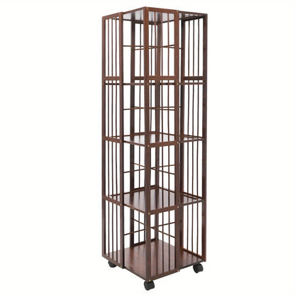Rotating Bookshelf, 5-Tierd Mobile Bookshelf, Bookshelf with Open Design Shelving, Rotating Shelf, Spacesaving Furniture, Open Shelf, Minimalist Storage, Smooth Rotation, Easy Assembly, Adjustable Shelving, Swivel Bookshelf,