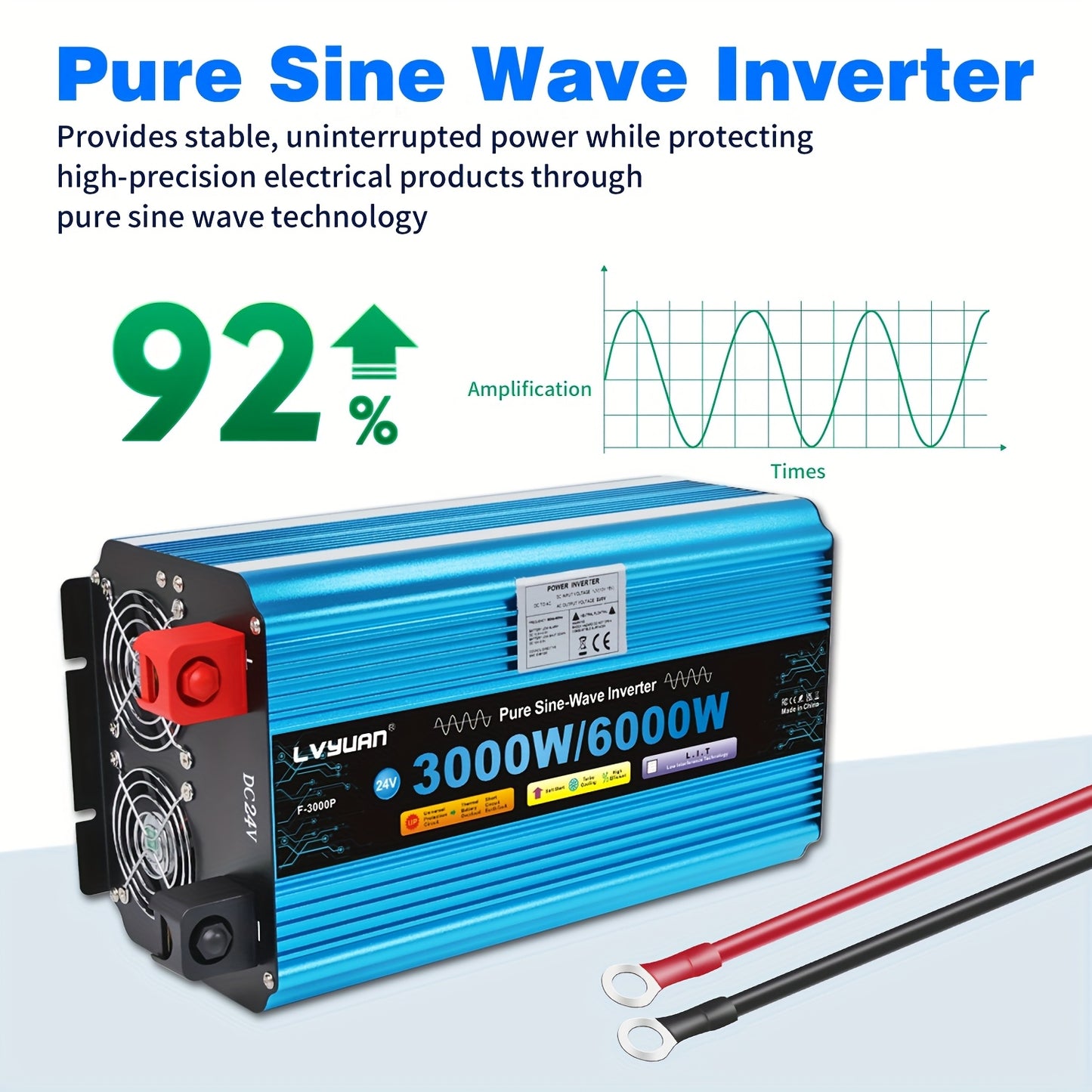 Omvormer – Spanningsomzetter – Stroomomzetter – Inverter – 12V Naar 220V Converter – Krachtige 3000W Output – Robuuste Aluminium Behuizing
