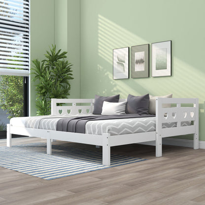 Uitschuifbaar Daybed – Uitklapbed – Slaapbank – Sofa Bed – Logeerbed – Massief Grenenhouten Frame – Ruimtebesparend 2-in-1 Design – Wit Retro – Lattenbodem – Geschikt Voor Matras 90-182x200 cm