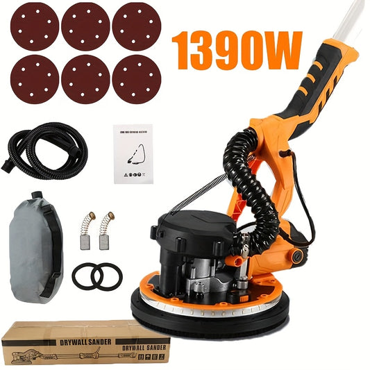 Elektrische Gipsplaat Schuurmachine – Gipsplaten Schuurmachine – Muur Schuurmachine – Plafond Schuurmachine – Stofzuiger Schuurmachine – 220V – 1390W Vermogen – 225mm Schuuroppervlak met Zelfzuigend Stofafzuigsysteem