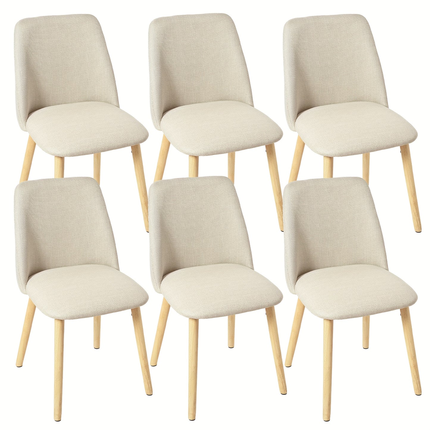 Eetkamerstoel – Stoel Voor Eetkamer – Dinning Chair – Keukenstoel – Moderne Stoel – Licht Beige Stoffen Bekleding – Robuuste Massief Houten Poten
