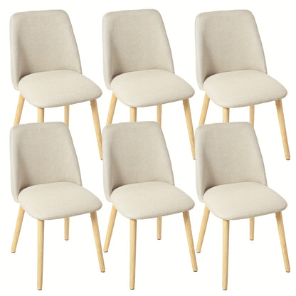 Eetkamerstoel – Stoel Voor Eetkamer – Dinning Chair – Keukenstoel – Moderne Stoel – Licht Beige Stoffen Bekleding – Robuuste Massief Houten Poten