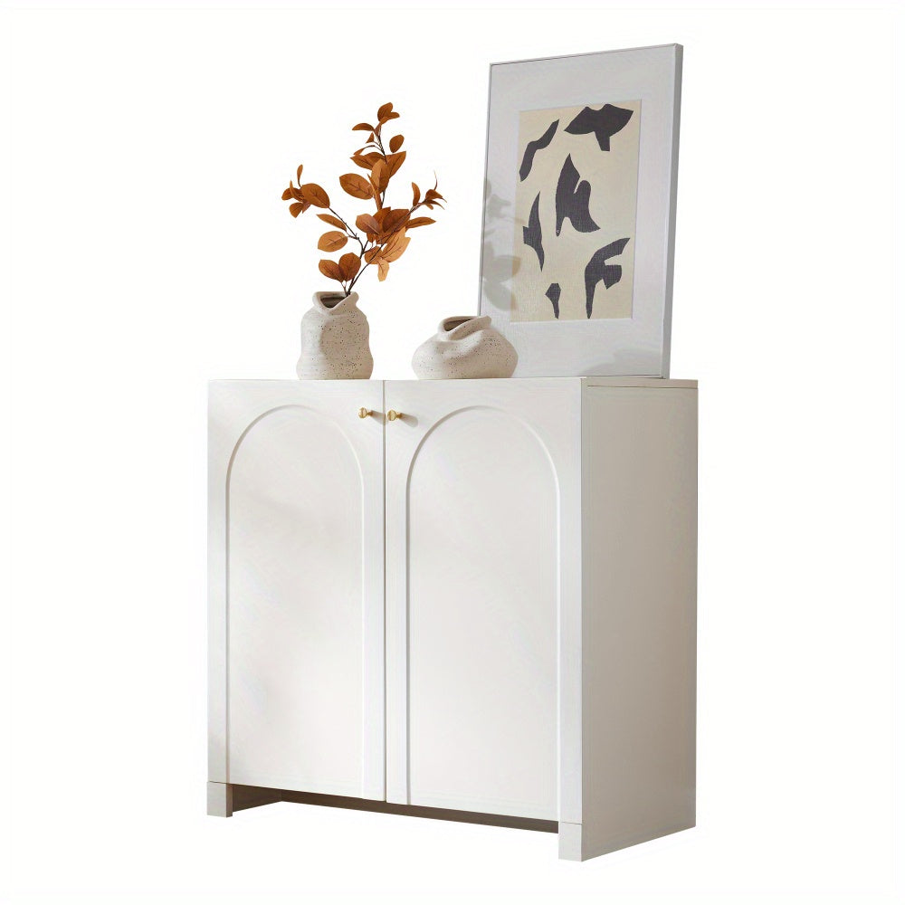 Kast – Opbergkast – Dressoir – Ladekast – Kledingkast – Wit Met Gouden Accenten – Compact 80x40x80 cm – Ruimtebesparend & Praktisch