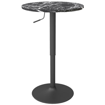 Bartafel – Barkruktafel – Barmeubel – Statafel – Tafel voor Twee Personen – Verstelbare Hoogte 68-93,5 cm – Zwart Marmerlook 60x60 cm