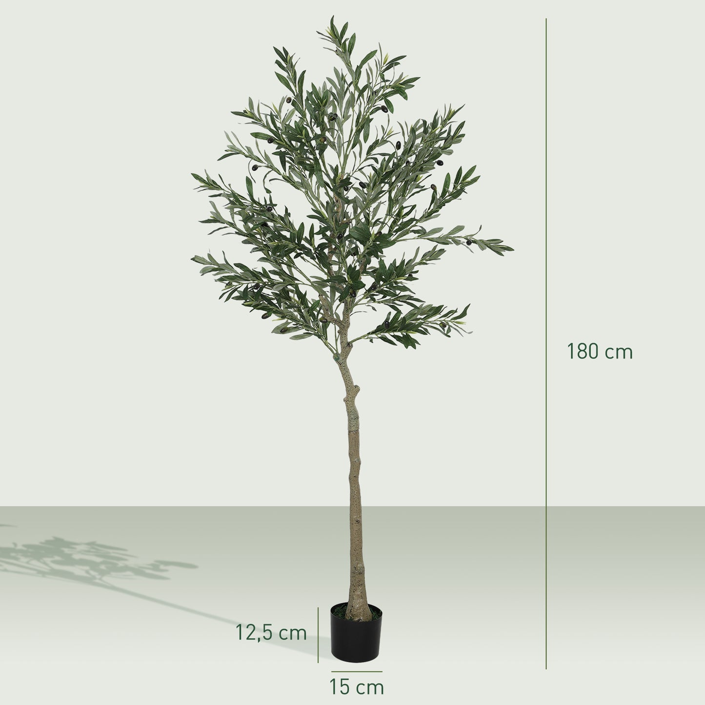Kunstolijfboom – Kunstplant – Nepplant – Decoratieplant – Buitenplant – 180 cm Hoog – 900 Bladeren & 40 Olijven