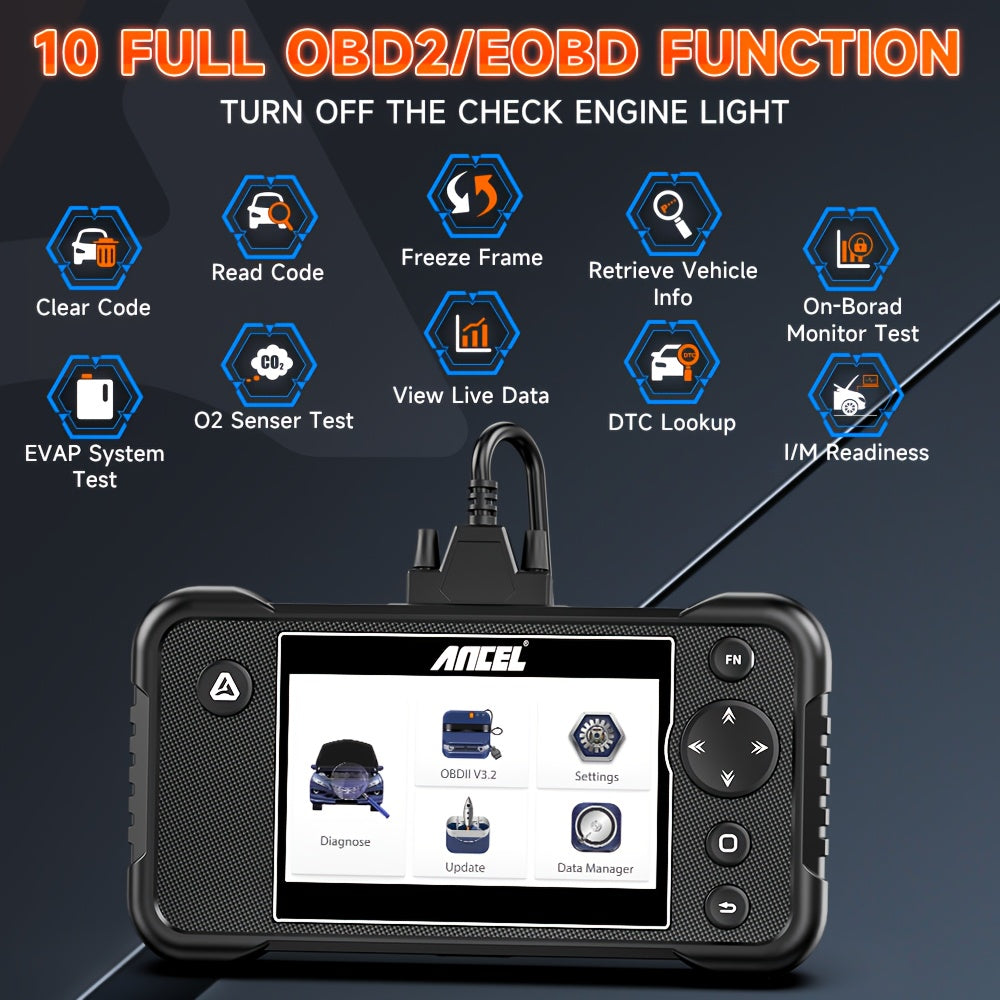 OBD2 Scanner – Auto Diagnosetool – Foutcode Lezer – Motor Scanner – Autodiagnose Apparaat – Alle Systemen Diagnose – Levenslang Gratis Updates