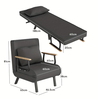 Slaapbank – Sofa Bed – Slaapbank Bed – Bedbank – Sofa Sleeper – Grote Maat – Snel Opvouwbaar – Massief Houten Armleuning – Lichtgewicht Grijs