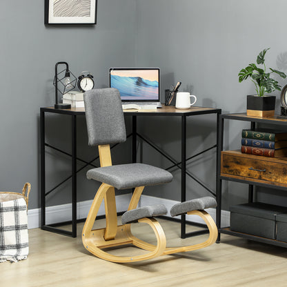 Kniestoel – Ergonomische Bureaustoel – Knielstoel – Zitknieler – Rocking Chair – Verbeterde Houding – Massief Beukenhout – Grijs