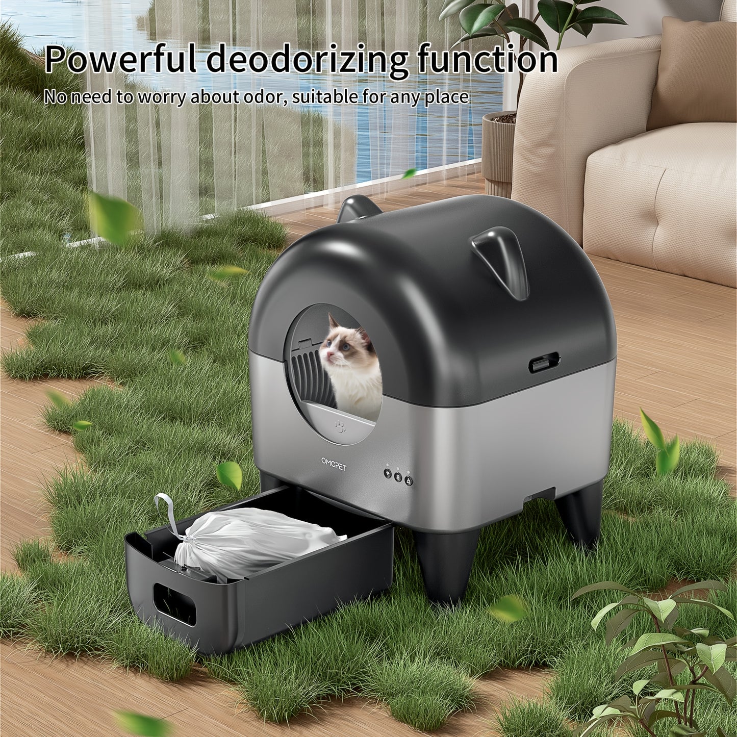 Automatische Kattenbak – Zelfreinigende Kattenbak – Slimme Kattenbak – Meerkattenbak – Ovale Kattenbak – Extra Groot Ovaal Design – USB Aangedreven Met Geurfilter