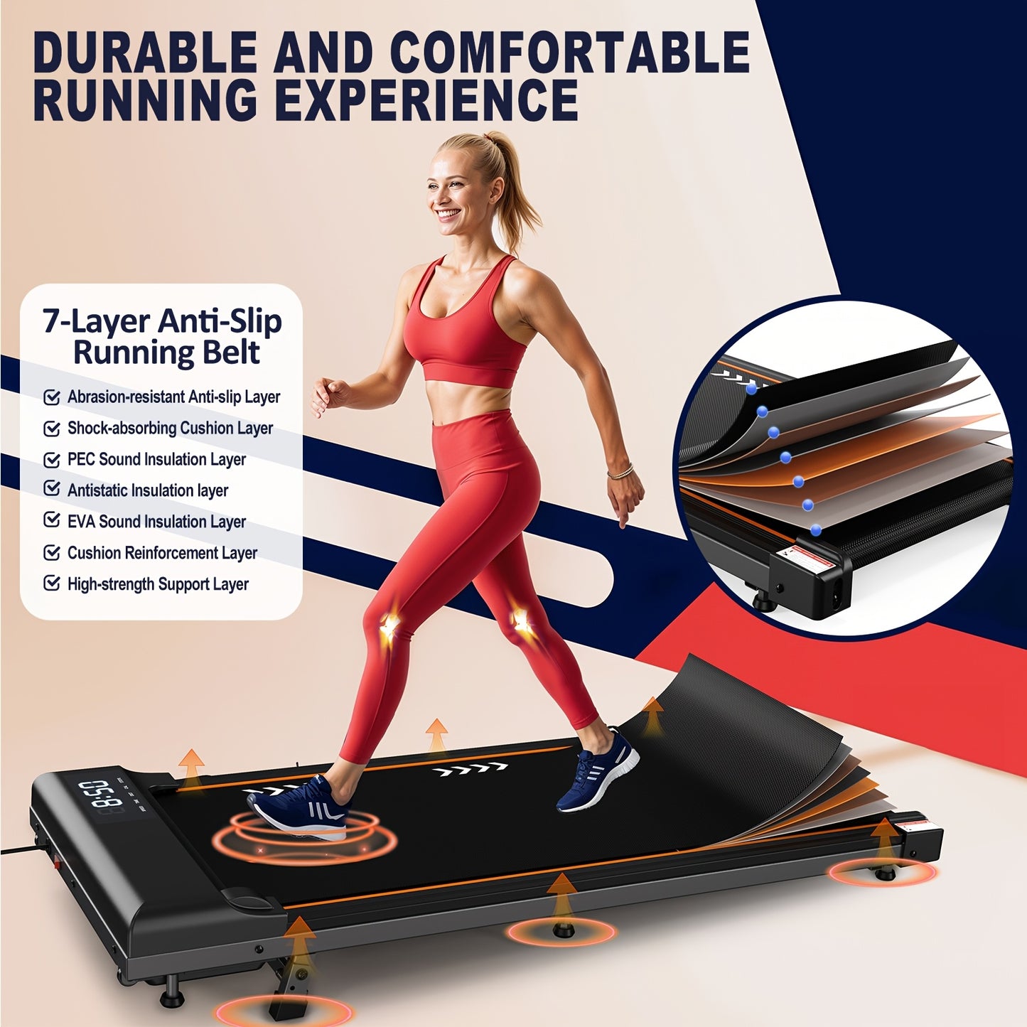 Walking Pad 2-in-1 Under Desk Walker with LED Display, Remote Control & 2.25HP Motor, Quiet Walking & Jogging Machine (1-6 Km/h)