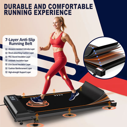 Walking Pad 2-in-1 Under Desk Walker with LED Display, Remote Control & 2.25HP Motor, Quiet Walking & Jogging Machine (1-6 Km/h)
