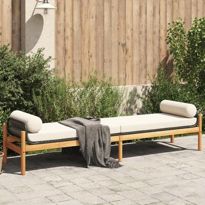 Tuinbank – Buitenbank – Patio Bank – Tuinmeubel – Loungeset – Zwart Acacia Weefsel – Weerbestendig Tungsten Stalen Frame