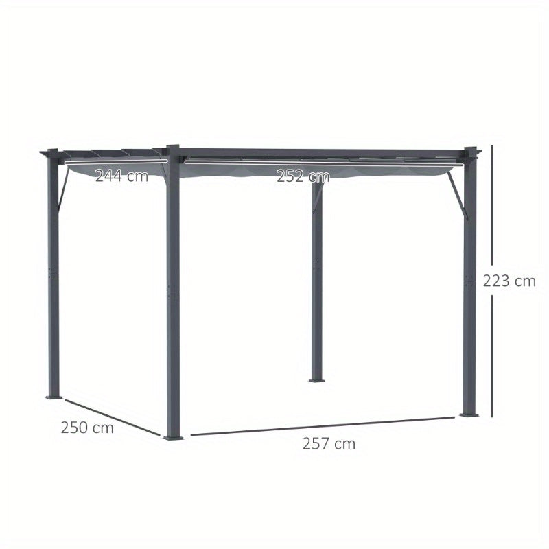 Tuinkamer – Pergola – Tuinpaviljoen – Overkapping – Partytent – Aluminium Frame – Verstelbaar Schuifdak 3x3m – Weerbestendig & Lichtgewicht