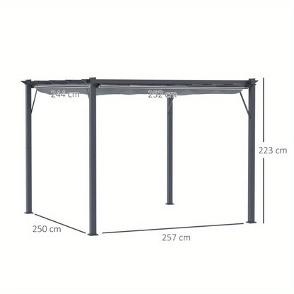 Tuinkamer – Pergola – Tuinpaviljoen – Overkapping – Partytent – Aluminium Frame – Verstelbaar Schuifdak 3x3m – Weerbestendig & Lichtgewicht
