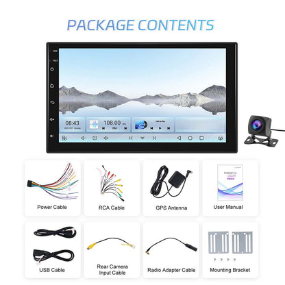 Autoradio – Multimedia Systeem – 2 DIN Radio – Auto Radio – Car Audio – 4+64GB – 7 Inch Touchscreen – Qualcomm Octa-core – Android 15 – Wireless CarPlay – Achteruitrijcamera