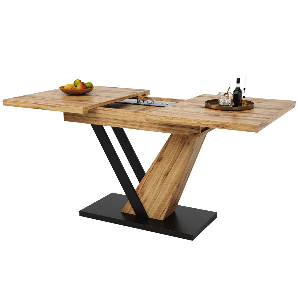 Modern Extendable Dining Table with Expandable Top - Space-Saving Design, Extends from 120 to 160cm Length, Multifunctional Kitchen & Dining Room Table Suitable for Small Spaces, Easy Assembly (No Wood)