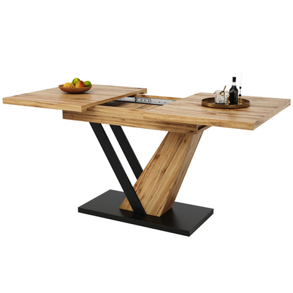 Modern Extendable Dining Table with Expandable Top - Space-Saving Design, Extends from 120 to 160cm Length, Multifunctional Kitchen & Dining Room Table Suitable for Small Spaces, Easy Assembly (No Wood)