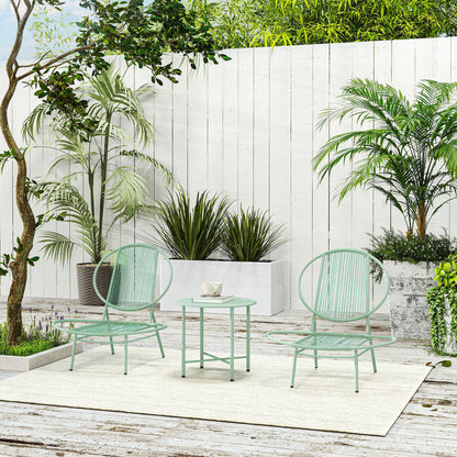Bistroset – Tuinset – Balkonset – Tuinmeubelen – Buitenmeubel – Weerbestendig Polyrattan – Schelpvormige Stoelen – Compacte Tafel – Groen