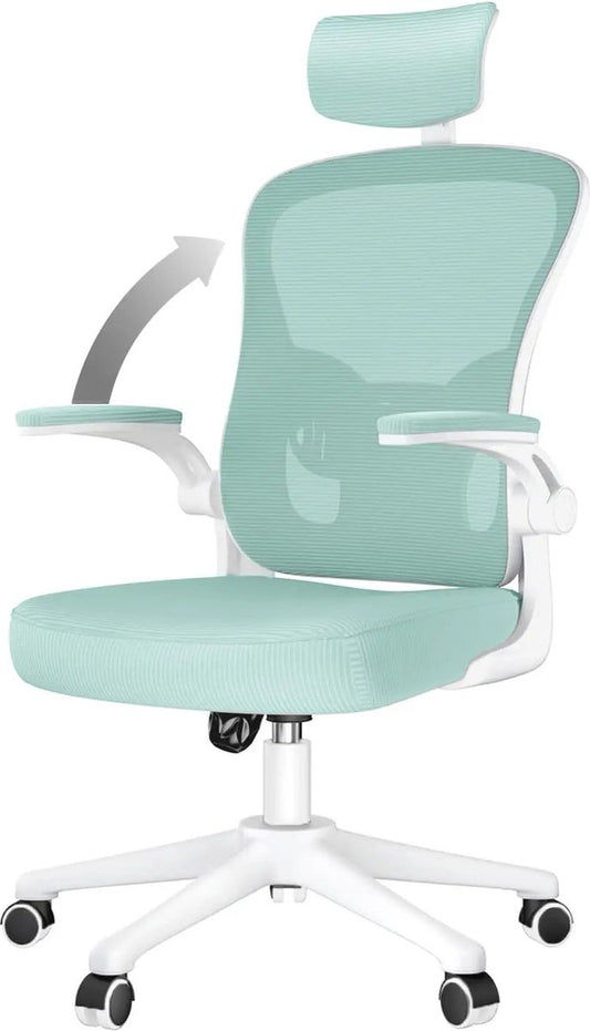 Ergonomic Office Chair with Headrest - Office Chairs for Adults - Office Chair - Gaming Chair - Office Chair - Fully Adjustable - Incl. 3D Adjustable Armrests &amp; Adjustable Lumbar Support - Green