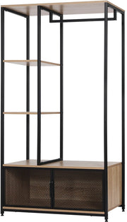 Garderoberek - Kleerhangers - Garderoberek Wand - Garderoberek Organiser - Garderoberek Schoenen - 90 cm x 40 cm x 167 cm - Licht Eiken Zwart