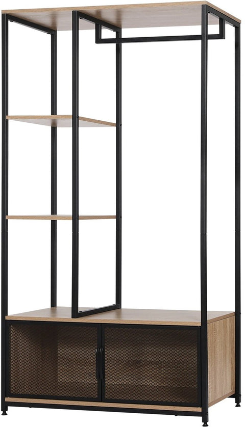 Garderoberek - Kleerhangers - Garderoberek Wand - Garderoberek Organiser - Garderoberek Schoenen - 90 cm x 40 cm x 167 cm - Licht Eiken Zwart