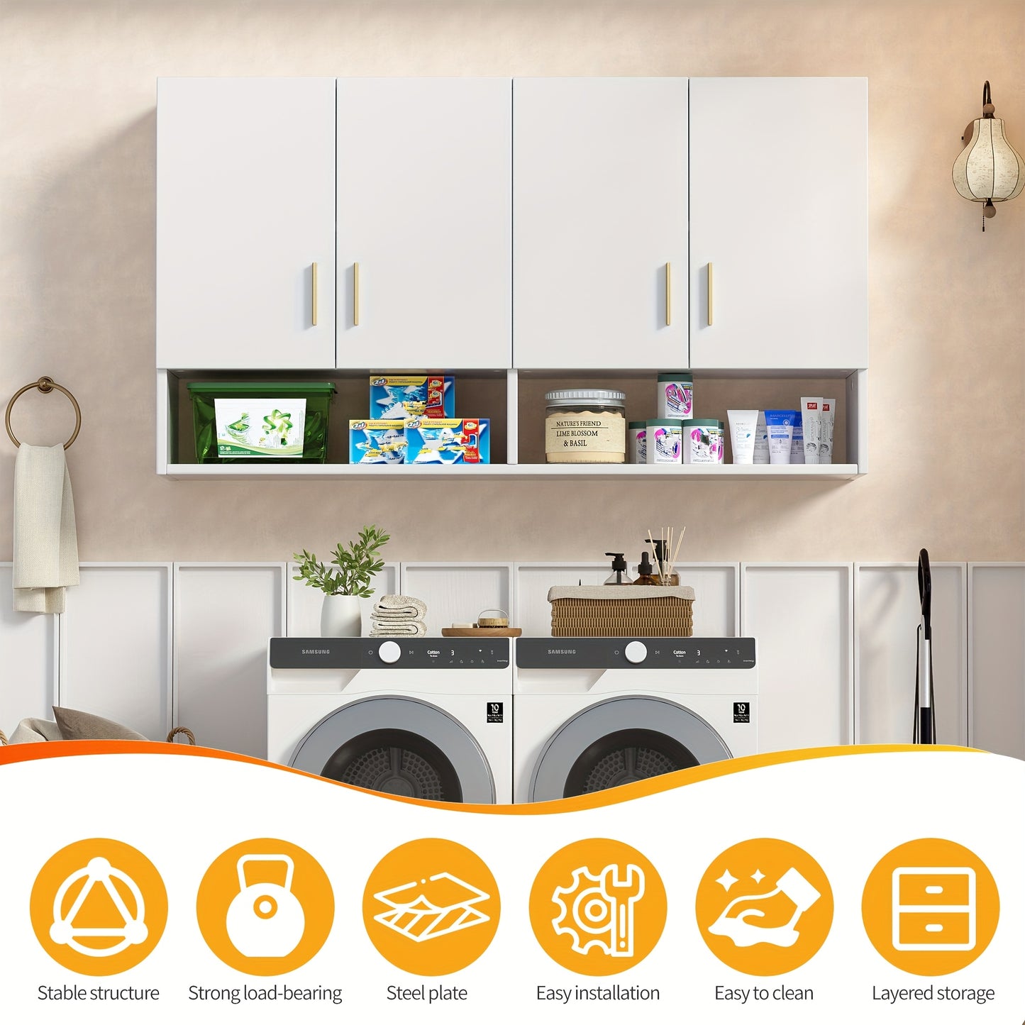 Wandkast – Keukenkast – Opbergkast – Badkamerkast – Bijkeukenkast – Wit – 3 Planken & 2 Deuren – Compact & Vochtbestendig