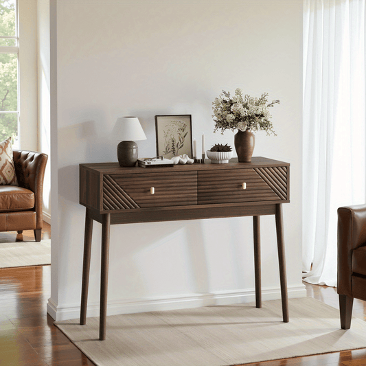 Sidetable – Consoletafel – Wandtafel – Haltafel – Bijzettafel – Mid-Century Modern – Met Laden en Open Opbergruimte – Wit – Gebruiksklaar