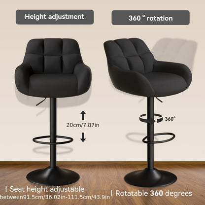 Modern Bar Stool Set of 2, Ergonomic, Adjustable Metal Frame with Backrest and Armrests, Bar Stools, Kitchen Island Bar Stools for Kitchen Islands, Home Bars, Restaurants [2 Colors Available].