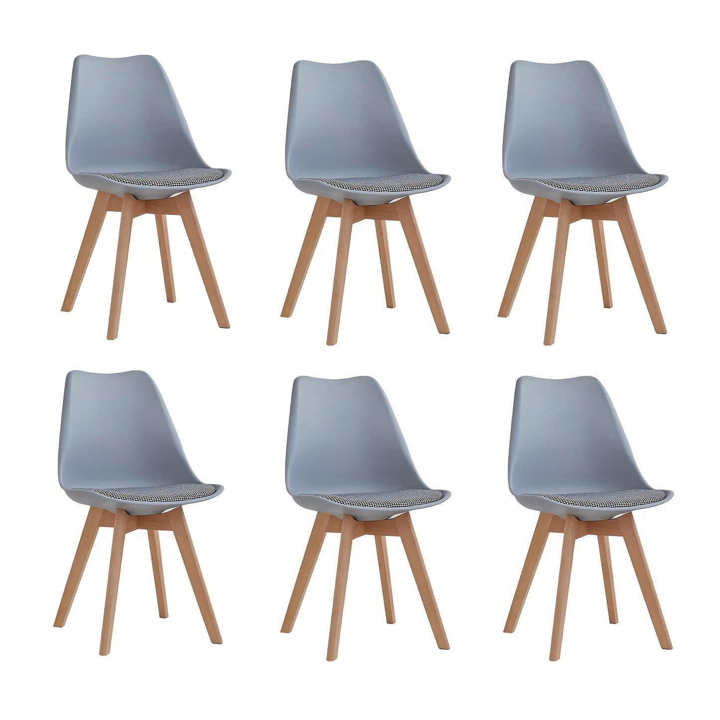 Eetkamerstoel – Stoel – Keukenstoel – Armstoel – Bureaustoel – Scandinavisch Design – Linnen Bekleding – Massief Beukenhout Grijs – Set van 6