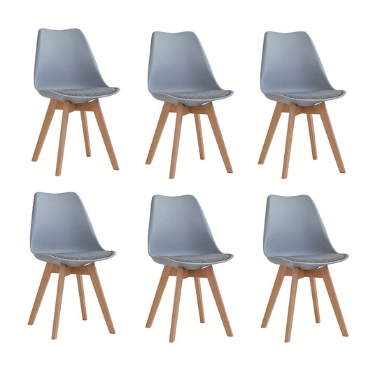 Eetkamerstoel – Stoel – Keukenstoel – Armstoel – Bureaustoel – Scandinavisch Design – Linnen Bekleding – Massief Beukenhout Grijs – Set van 6