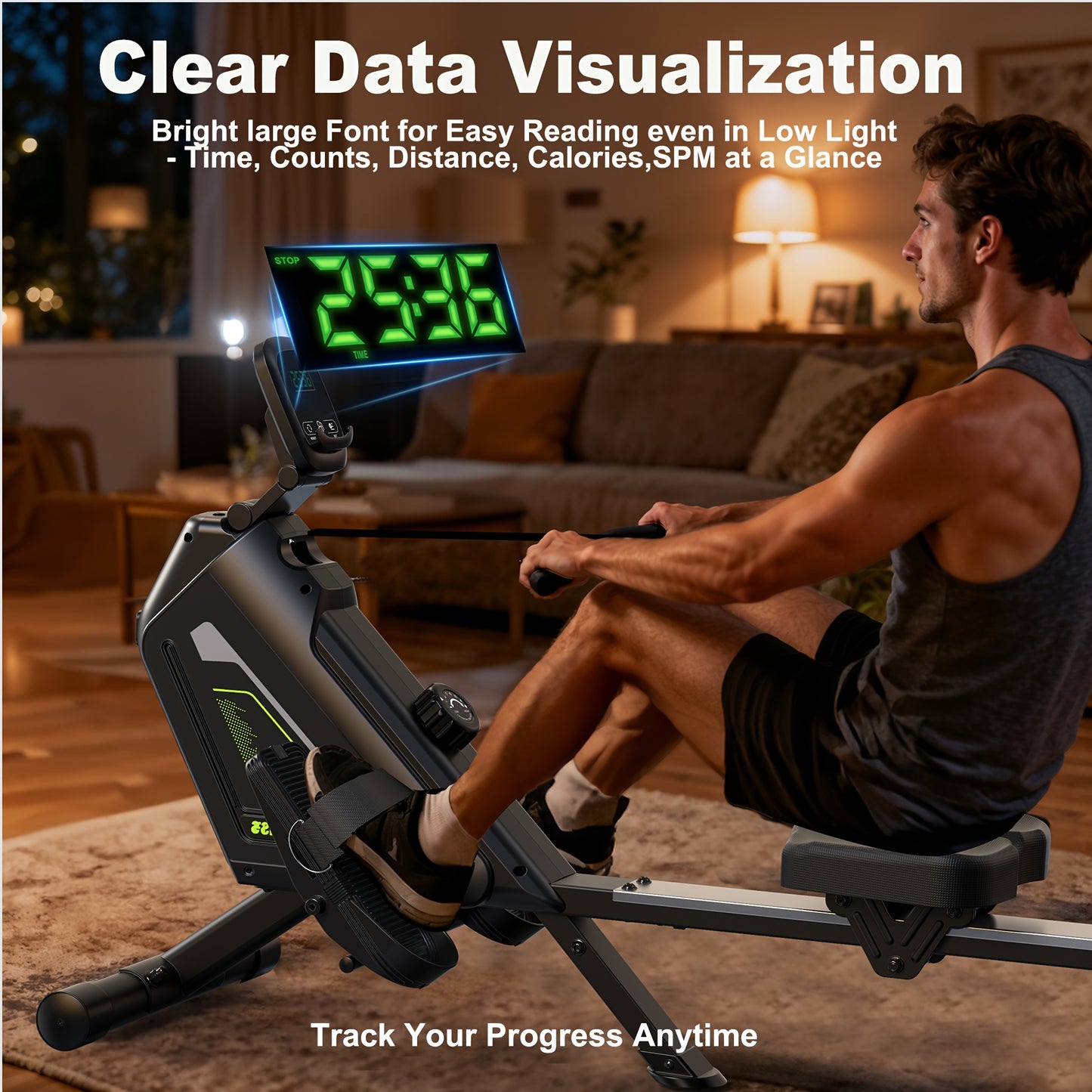 Roeitrainer – Roeimachine – Roeiapparaat – Fitnessapparaat – Inklapbaar – 16 Weerstandsniveaus – Magnetisch Weerstandssysteem – Max. 160 kg Belastbaar