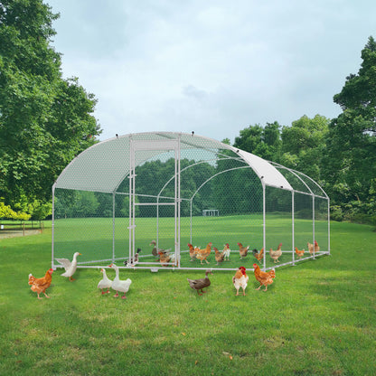 Buitenverblijf kippenhok – Ren – Dierenkooi – Kippenren – Buitenren – 3x6x2 meter – Gegalvaniseerd Stalen Frame – UV-bestendig PE Dak