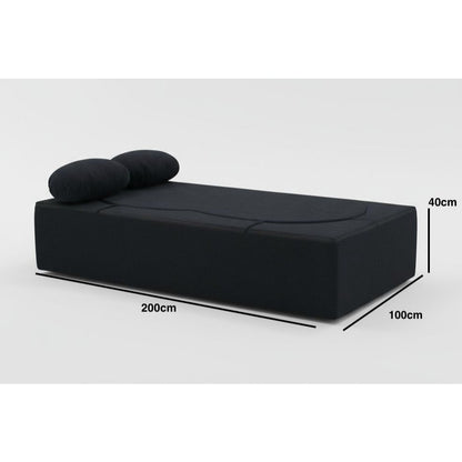 Klapbank – Slaapbank – Slaapbankje – Bankbed – Kinderbank – Modern Scandinavisch Design – Memory Foam Matras 200x100 cm – Afneembare Wasbare Hoes – Zachte Bouclé Bekleding