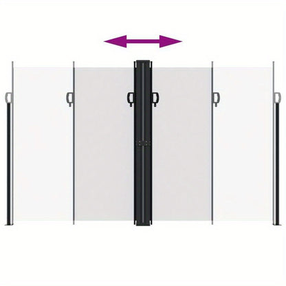 Extra Groot Uittrekbaar Privacy Scherm – Windscherm – Tuinafscheiding – Balkon Scherm – Zonwering – Stevig Metaal Frame – Scheurbestendig Doek – 200x1200 cm – Wit/Zwart