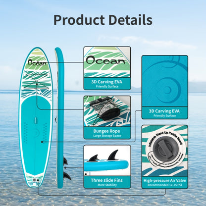 Paddleboard – SUP Board – Opblaasbaar Board – Stand Up Paddle – Surfplank – Lichtblauw – 335×83×15 cm – Draagvermogen 165+ kg – Inclusief Compleet Accessoirepakket