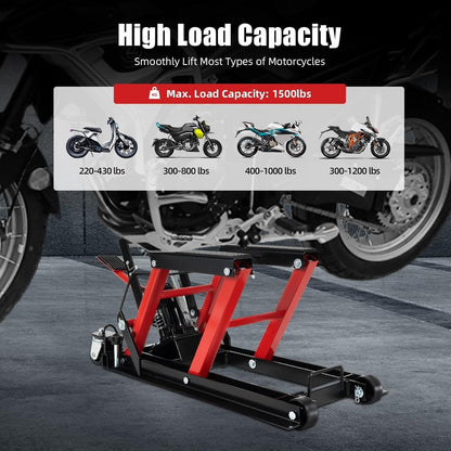 Motorfietsbrugwagen – Motorlift – Hydraulische Motorlift – Motorhefbrug – Motor Tilplatform – Hoog Draagvermogen 680 kg – 3 Veiligheidspennen & 4 Wielen